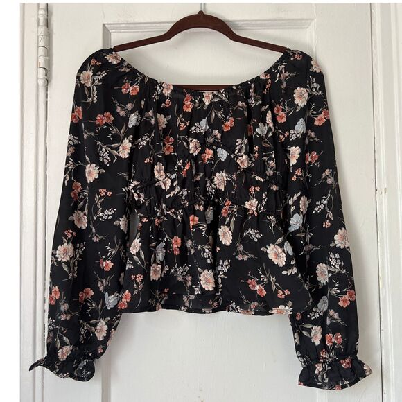 Papermoon Tops - Papermoon Women's Top Floral Blouse Size XSP  Black Off Shoulder